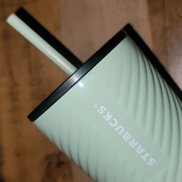 Starbucks Swirled Metal Light Green Tumbler Cup Venti - Picture 5 of 9